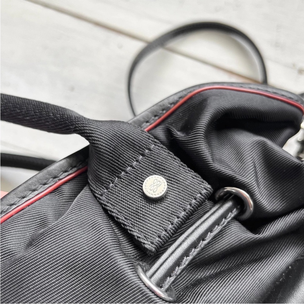 LANCEL "Miss Lancel" Black Leather /Nylon Handbag Hobo Purse Bucket Bag Paris - Picture 7 of 16
